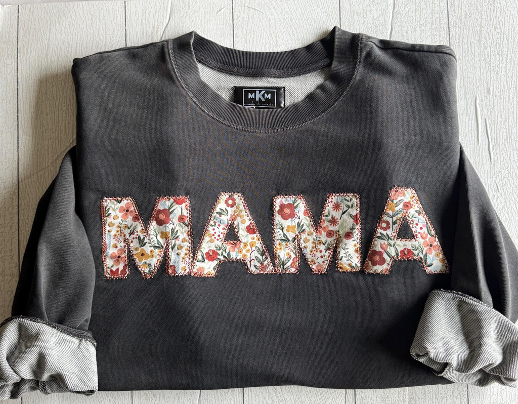 Floral MAMA Sweatshirt | Oversized Crewneck for Moms | Mother’s Day Gift | Appliqué Mama Shirt | Cozy Mom Life Sweater | Boho Style