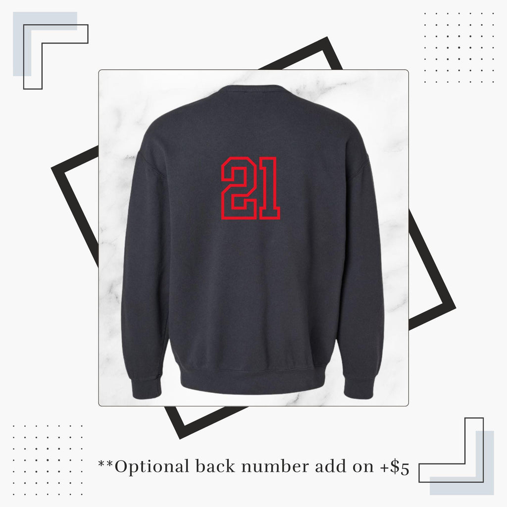 Custom School Spirit Trendy Sweatshirt – Personalized Game Day Crewneck, Distressed Look, Custom Colors, Mascot Text on Collar, Unisex Fit