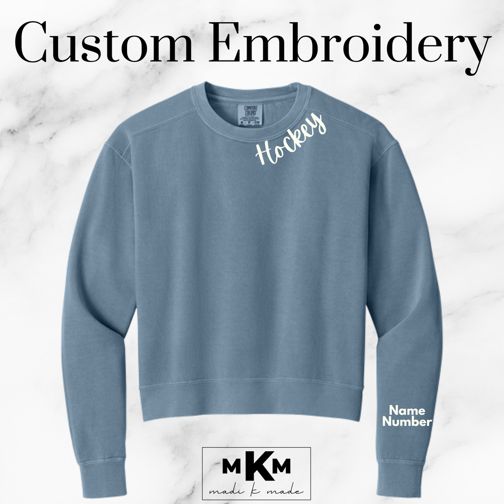 Embroidered Collar Team Crewneck Sweatshirt