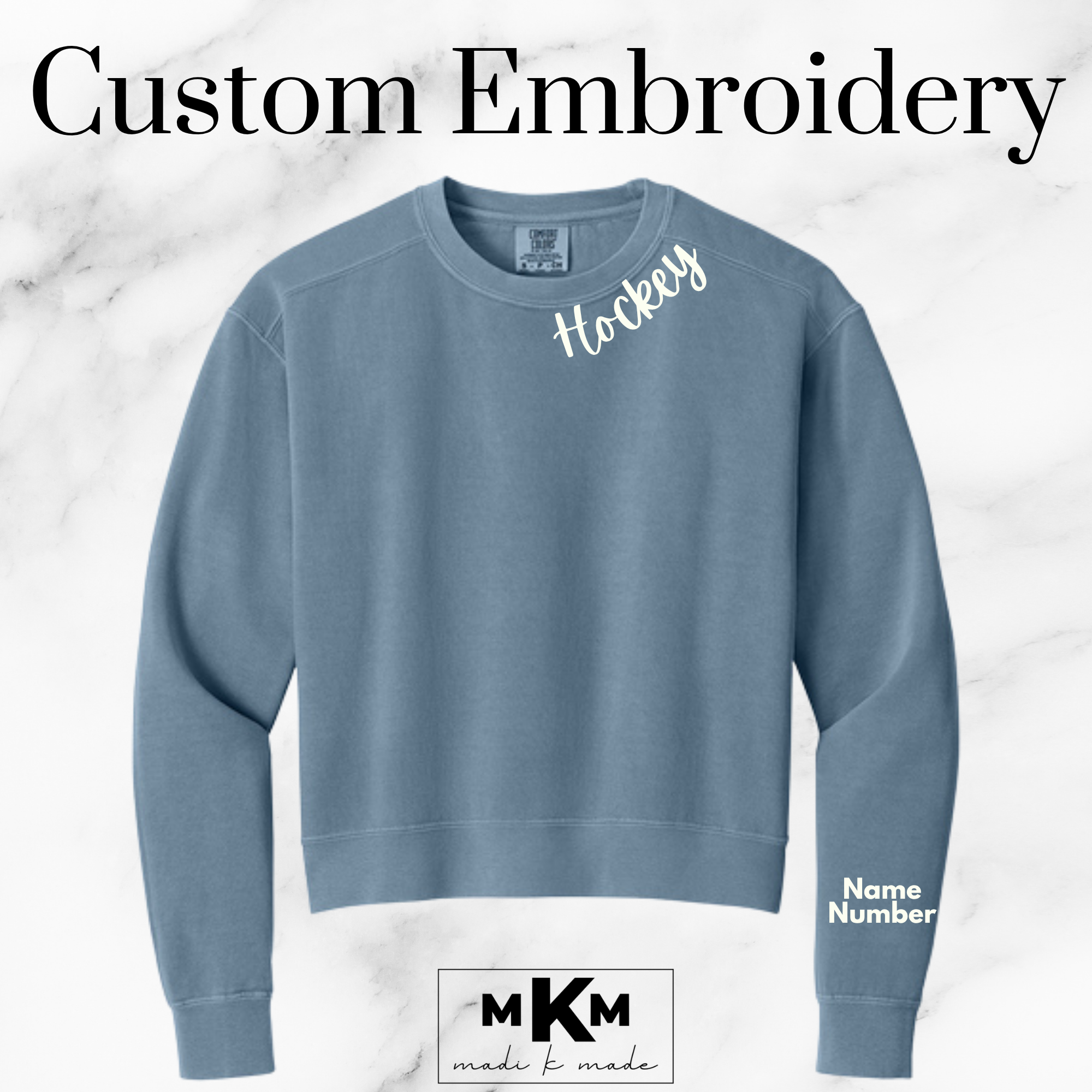 Embroidered Collar Team Crewneck Sweatshirt