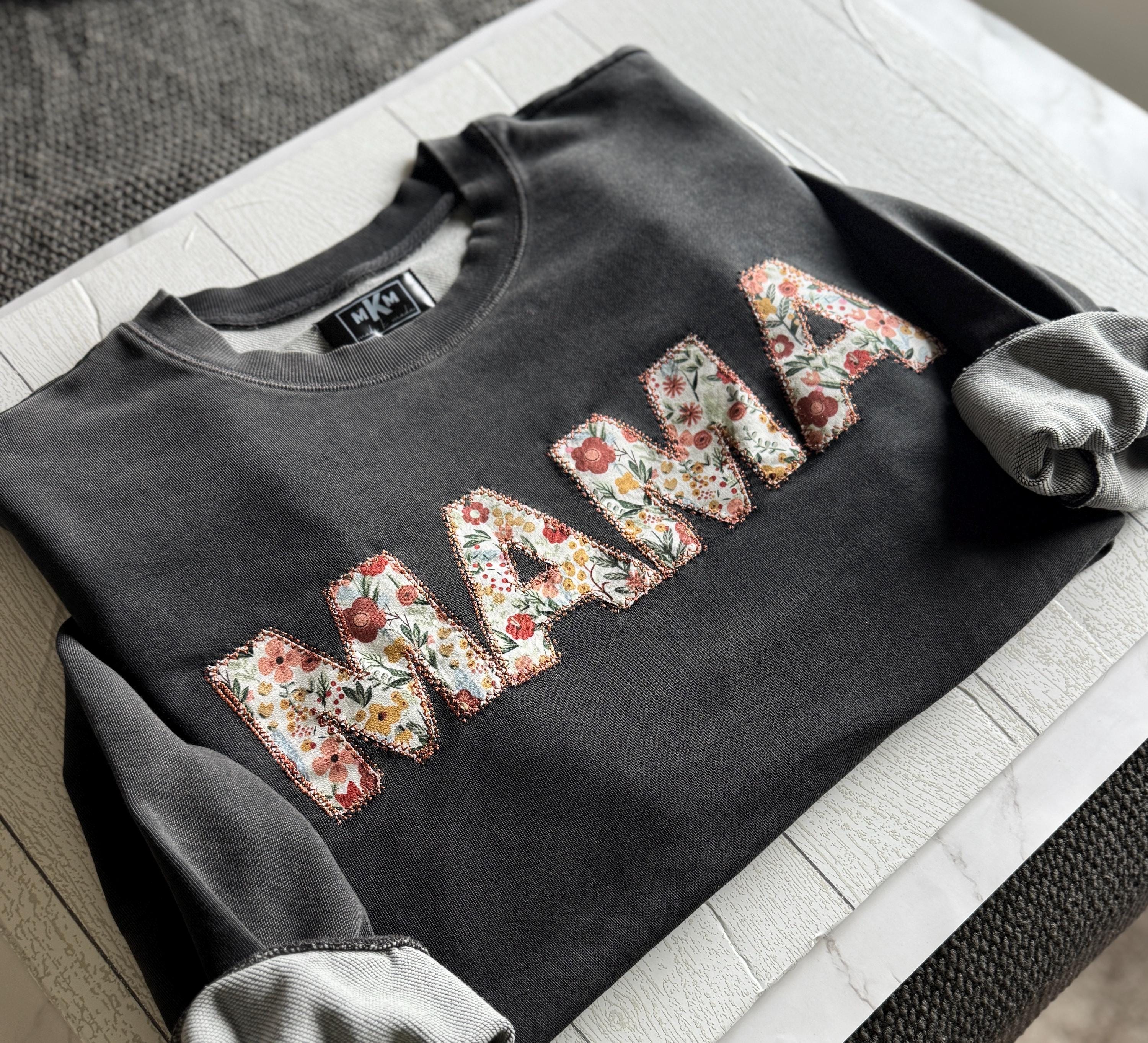 Floral MAMA Sweatshirt | Oversized Crewneck for Moms | Mother’s Day Gift | Appliqué Mama Shirt | Cozy Mom Life Sweater | Boho Style