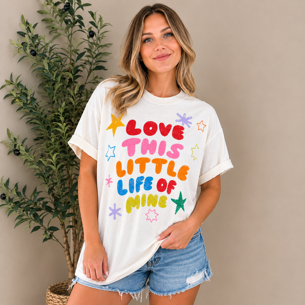 Love This Little Life of Mine Graphic Tee | Colorful Retro Shirt
