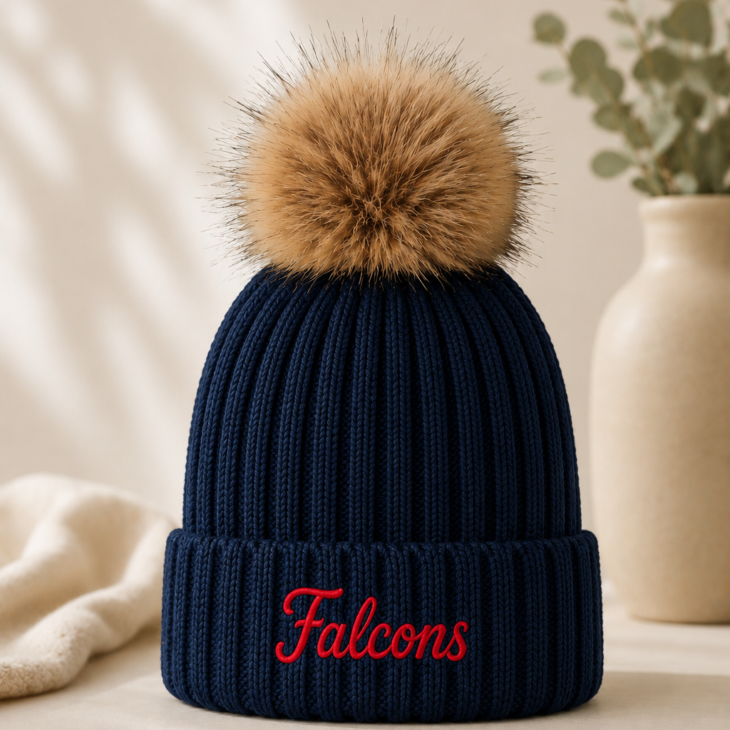 Park Christian Falcons Embroidered Pom Beanie