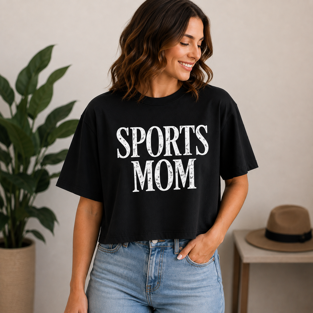 Sports Mom Graphic Tee | Boxy Crop & Unisex T-Shirt
