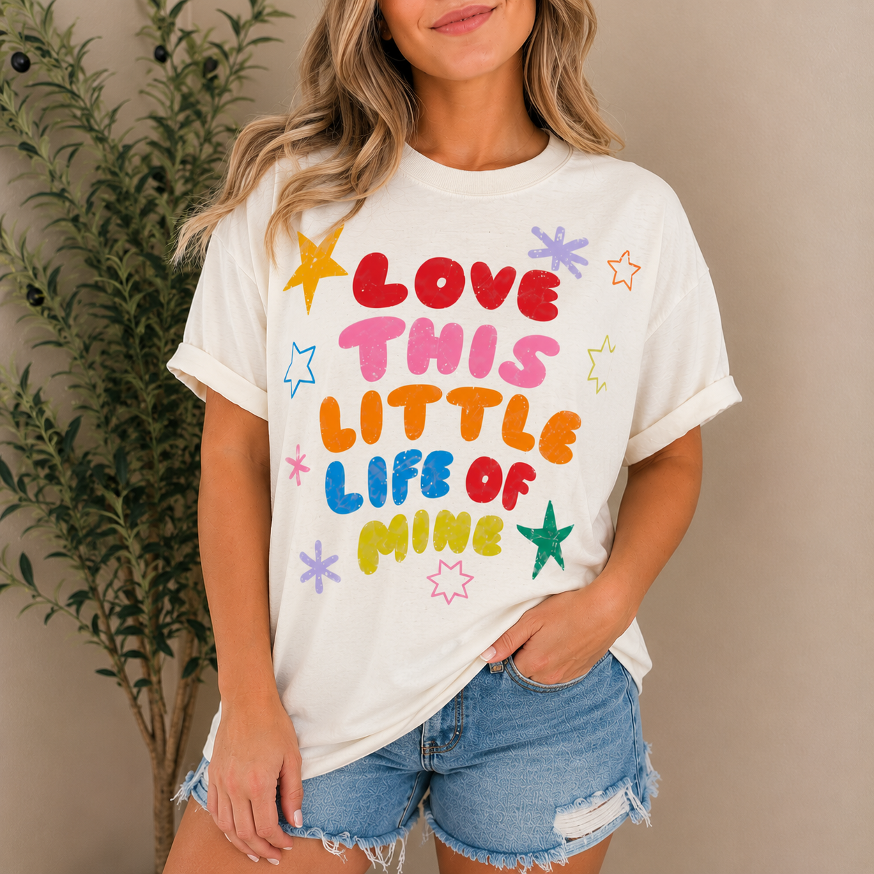 Love This Little Life of Mine Graphic Tee | Colorful Retro Shirt
