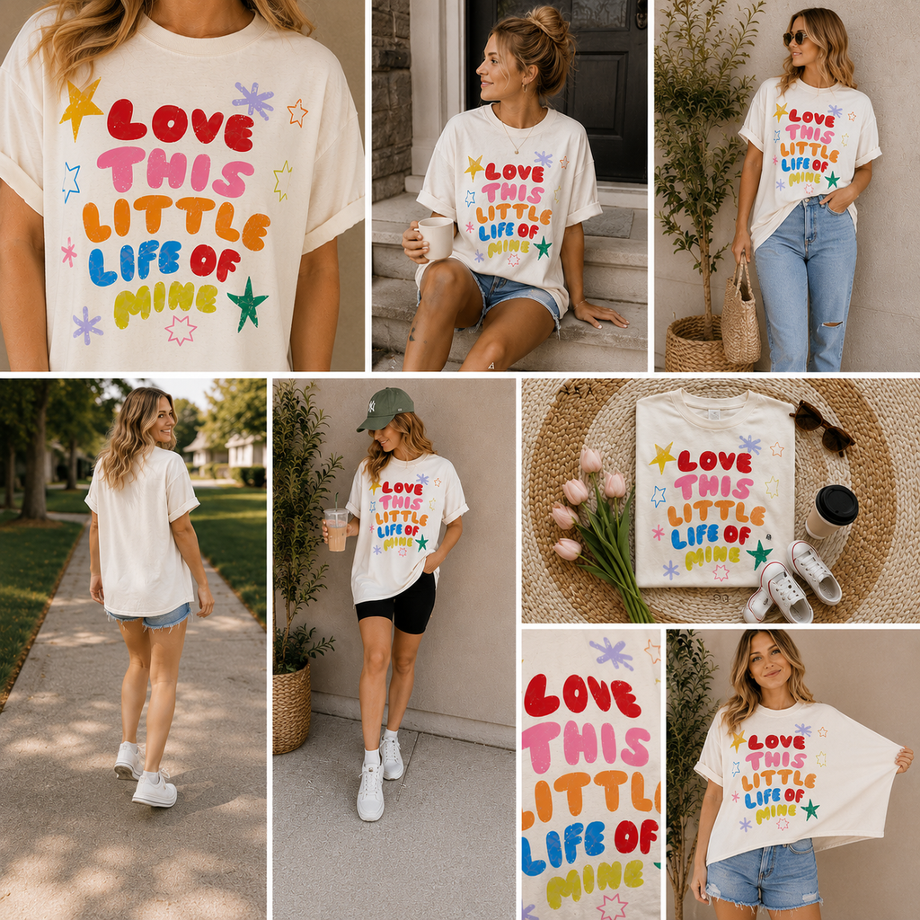 Love This Little Life of Mine Graphic Tee | Colorful Retro Shirt