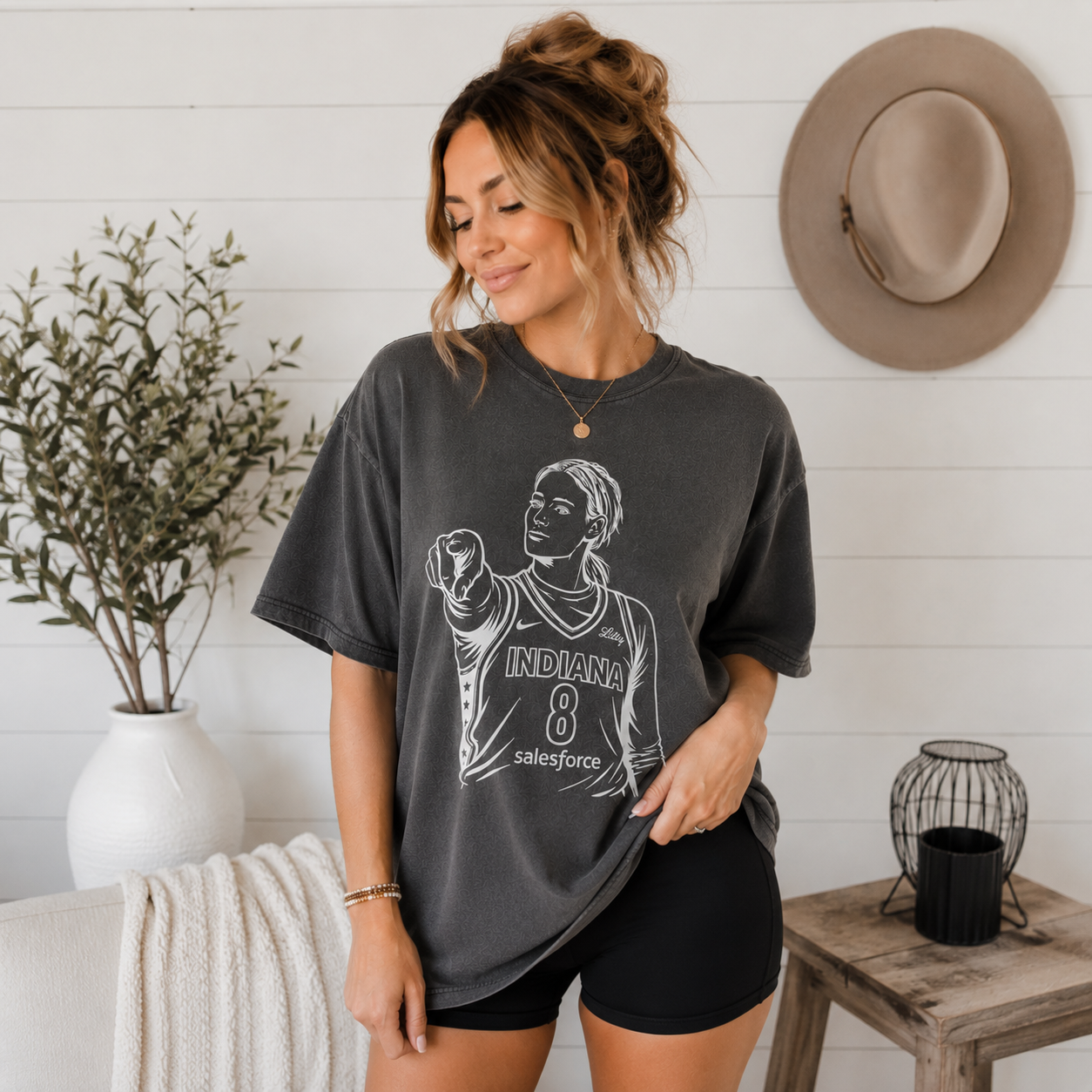 Sophie Cunningham Pointing Graphic Tee | Basketball Fan Shirt | Unisex Heavy Cotton Tee | Indiana #8 Inspired