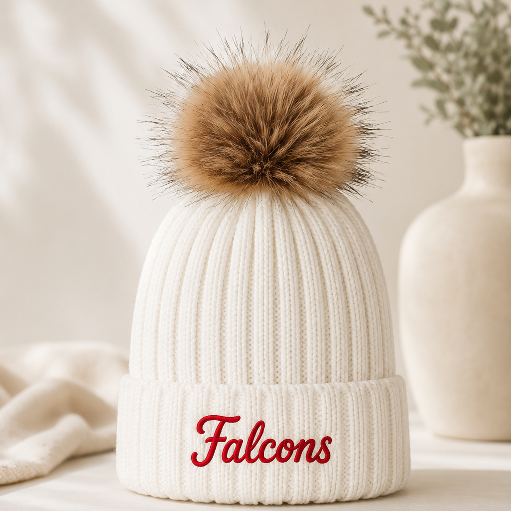 Park Christian Falcons Embroidered Pom Beanie
