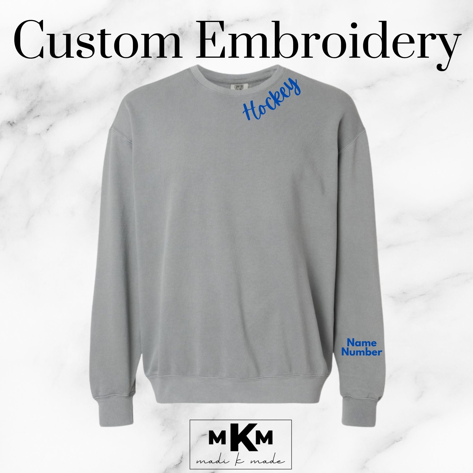 Embroidered Collar Team Crewneck Sweatshirt