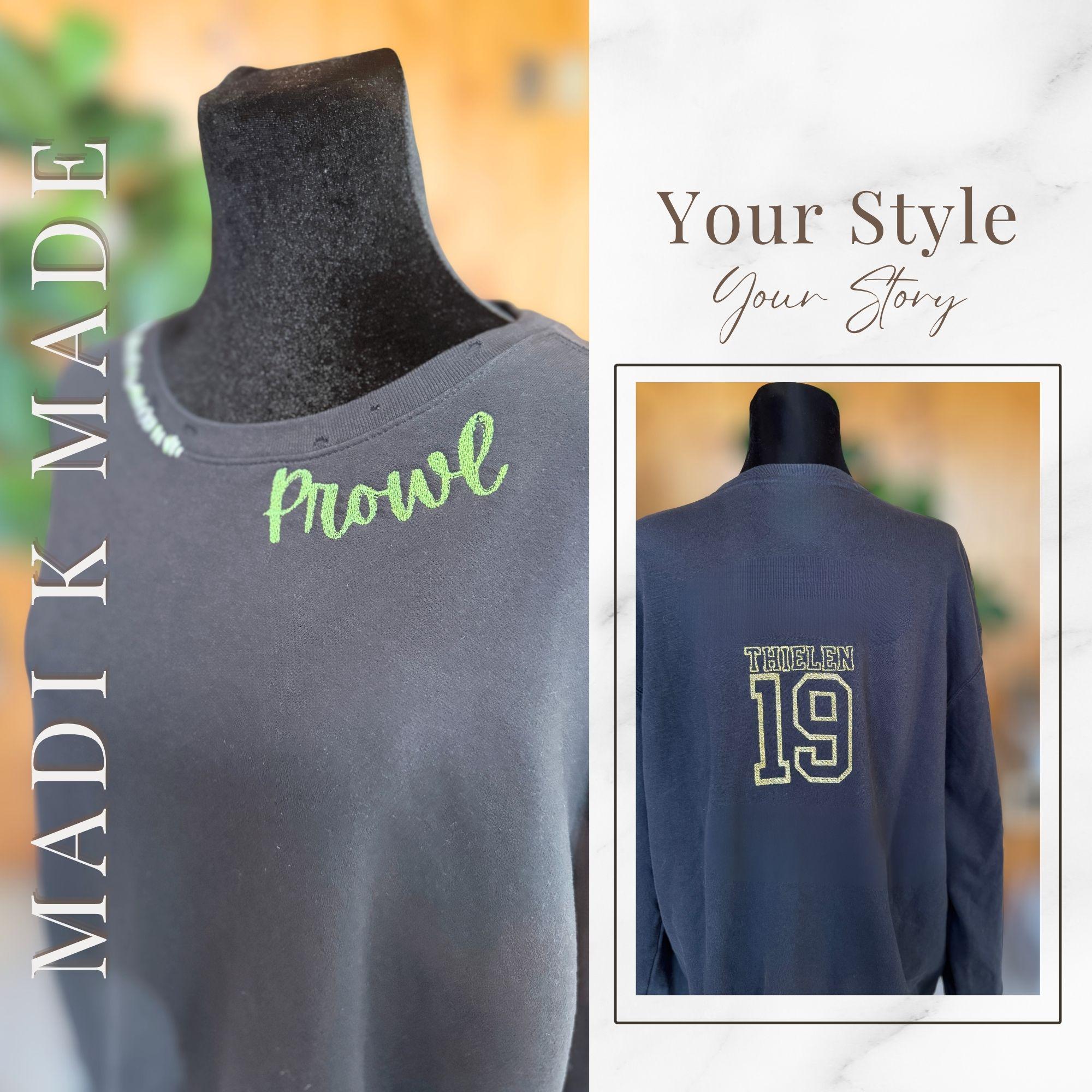 Custom School Spirit Trendy Sweatshirt – Personalized Game Day Crewneck, Distressed Look, Custom Colors, Mascot Text on Collar, Unisex Fit