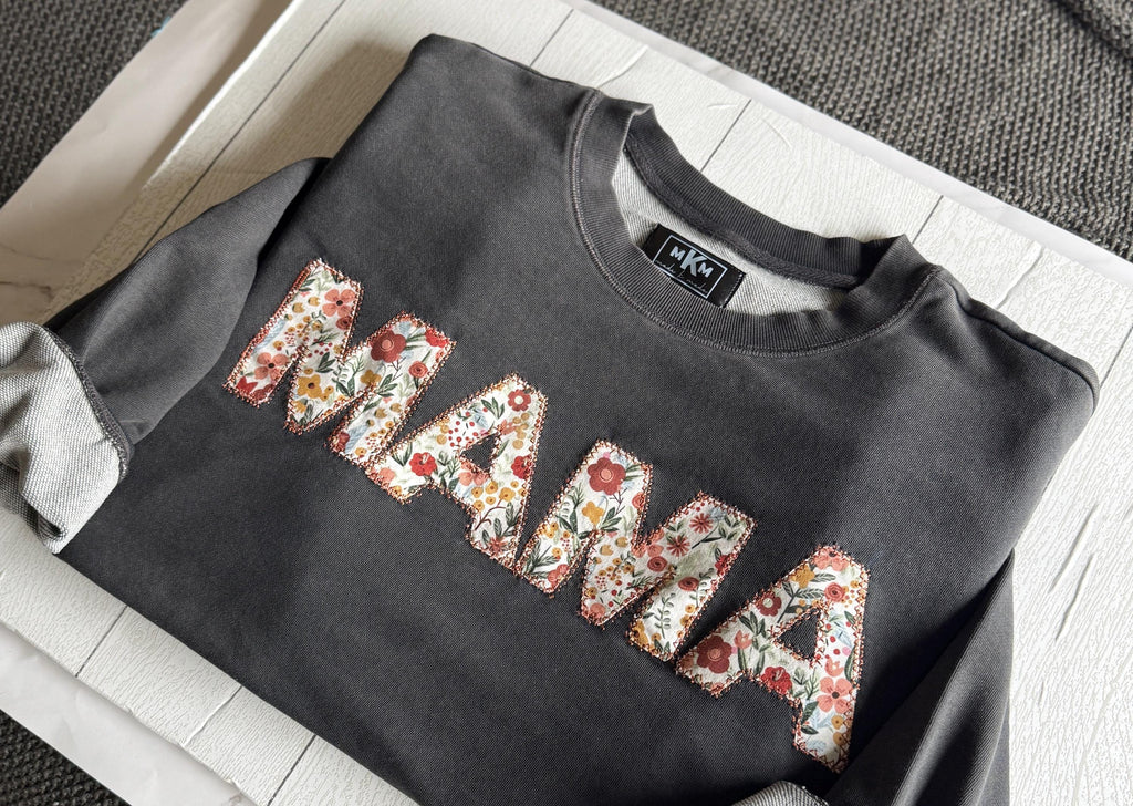 Floral MAMA Sweatshirt | Oversized Crewneck for Moms | Mother’s Day Gift | Appliqué Mama Shirt | Cozy Mom Life Sweater | Boho Style