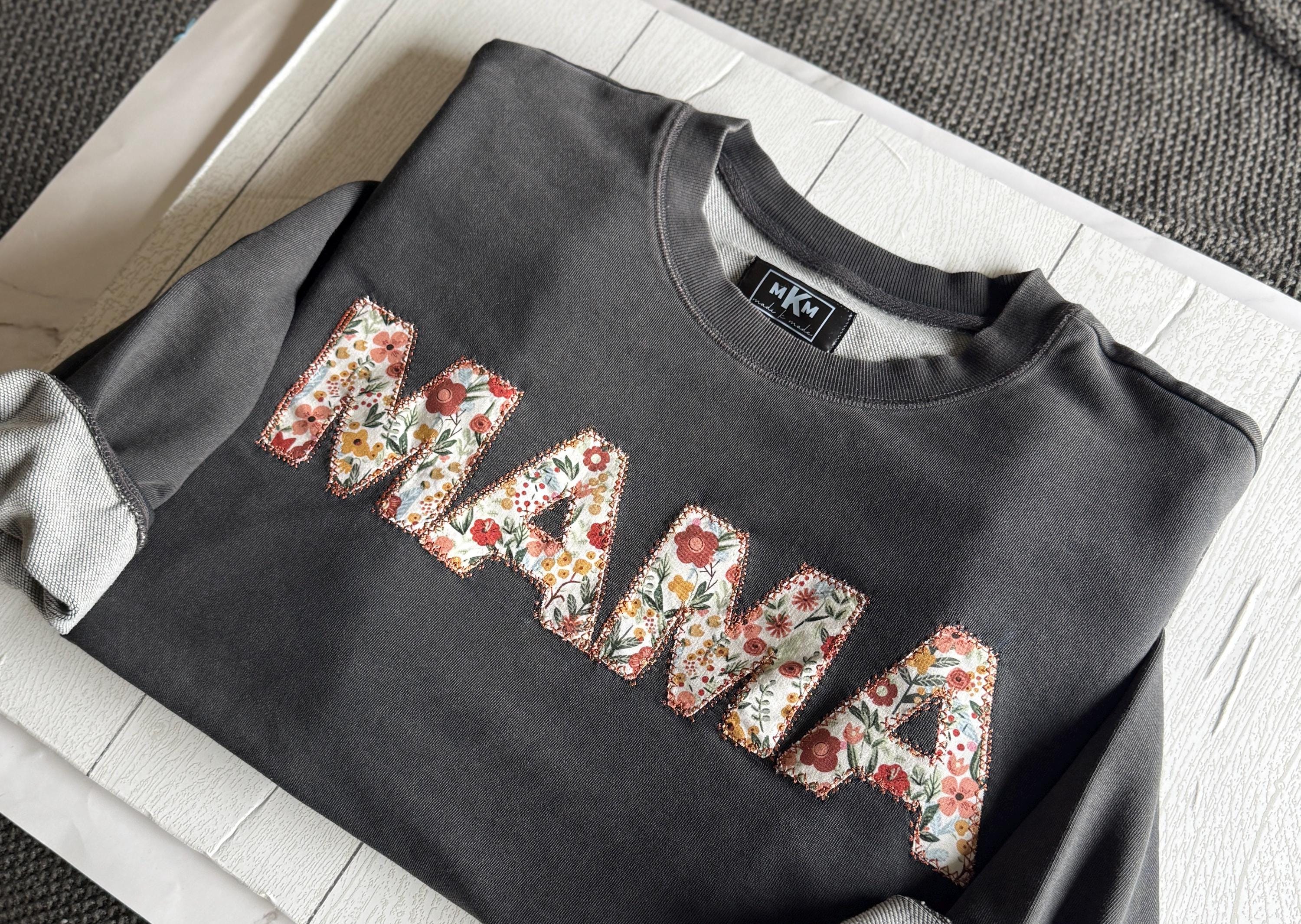 Floral MAMA Sweatshirt | Oversized Crewneck for Moms | Mother’s Day Gift | Appliqué Mama Shirt | Cozy Mom Life Sweater | Boho Style