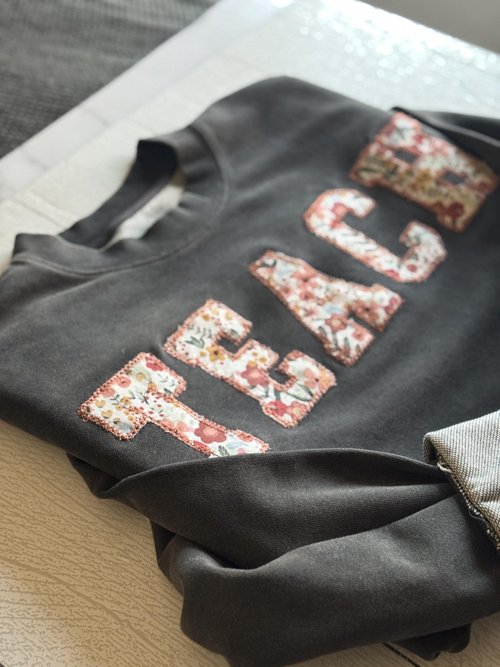 Cozy Floral TEACH Sweatshirt - Cute Teacher Sweatshirt - Embroidered Teacher Gift - Comfy Teacher Apparel - Aesthetic Teacher Clothing