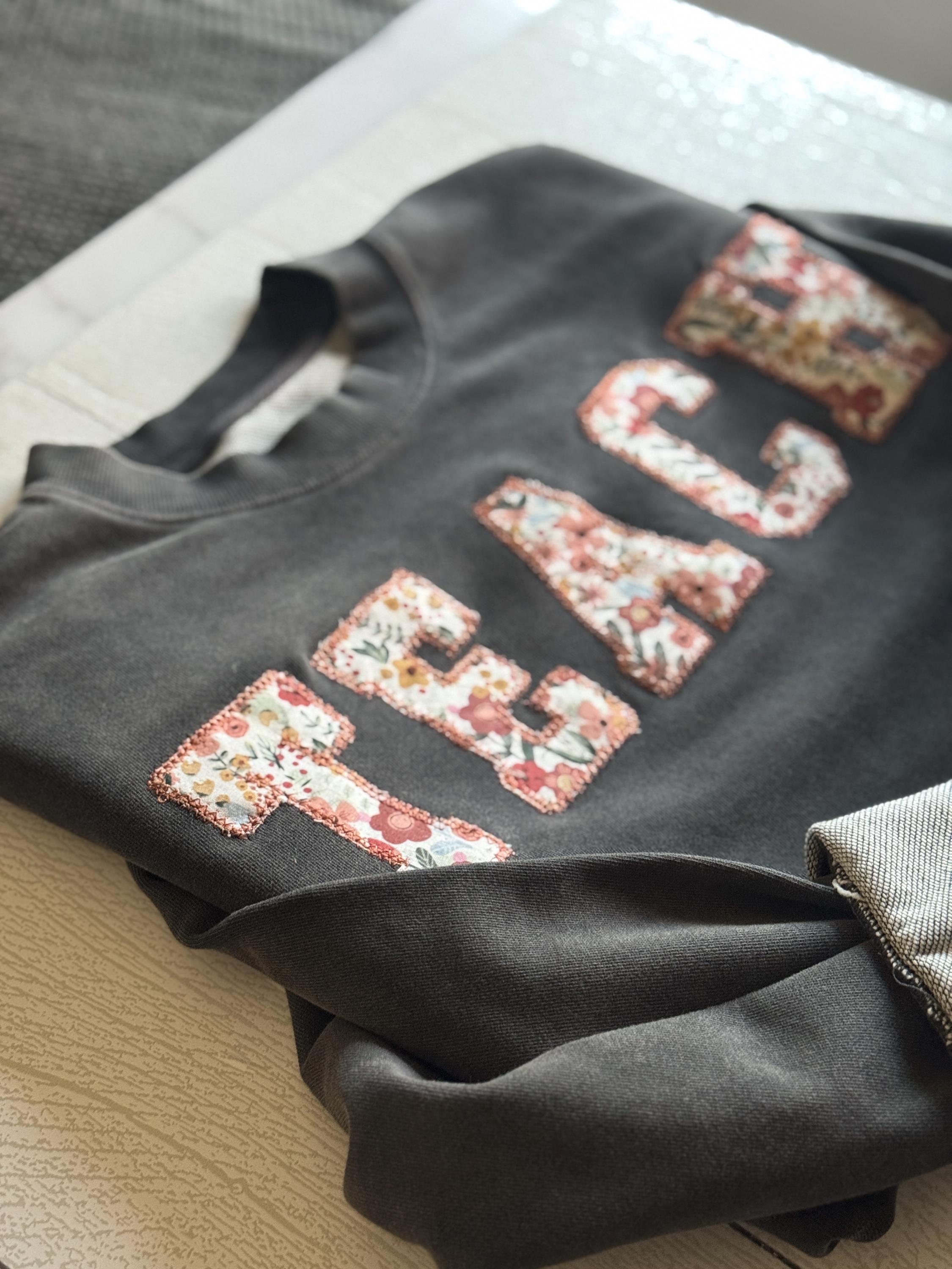 Cozy Floral TEACH Sweatshirt - Cute Teacher Sweatshirt - Embroidered Teacher Gift - Comfy Teacher Apparel - Aesthetic Teacher Clothing