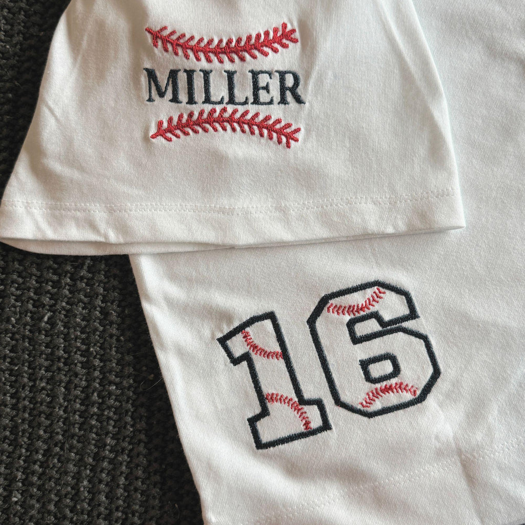 Custom Baseball T-Shirt | Personalized Team Name, Player Number & Last Name | Embroidered Game Day Shirt | Soft T-Shirt | Cute Team Shirt