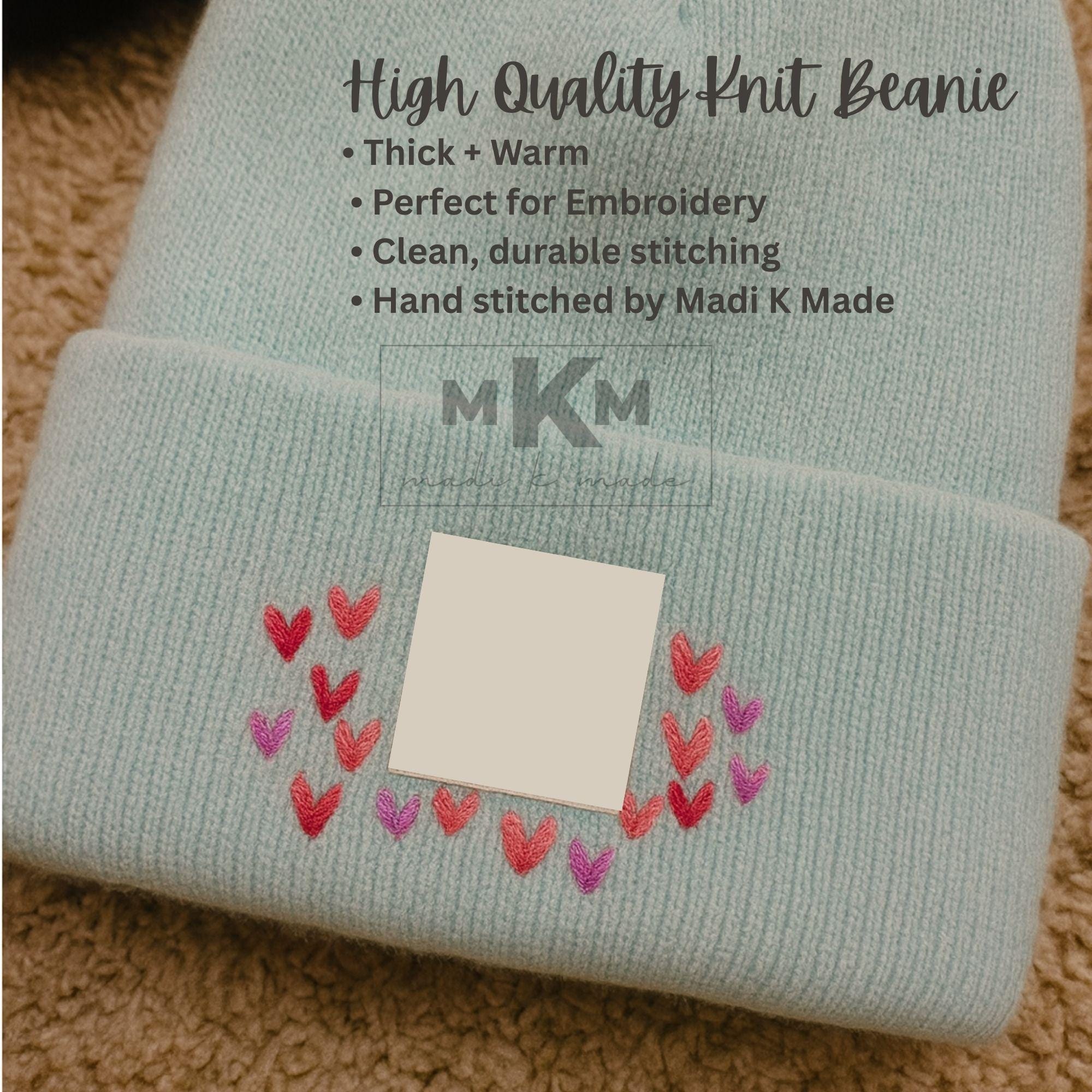 Custom Embroidered Beanie, Personalized Winter Hat, Name or Logo Hat, Adult, One Size, Knit Cuffed Beanie, Custom Designs, Gift for Him Her