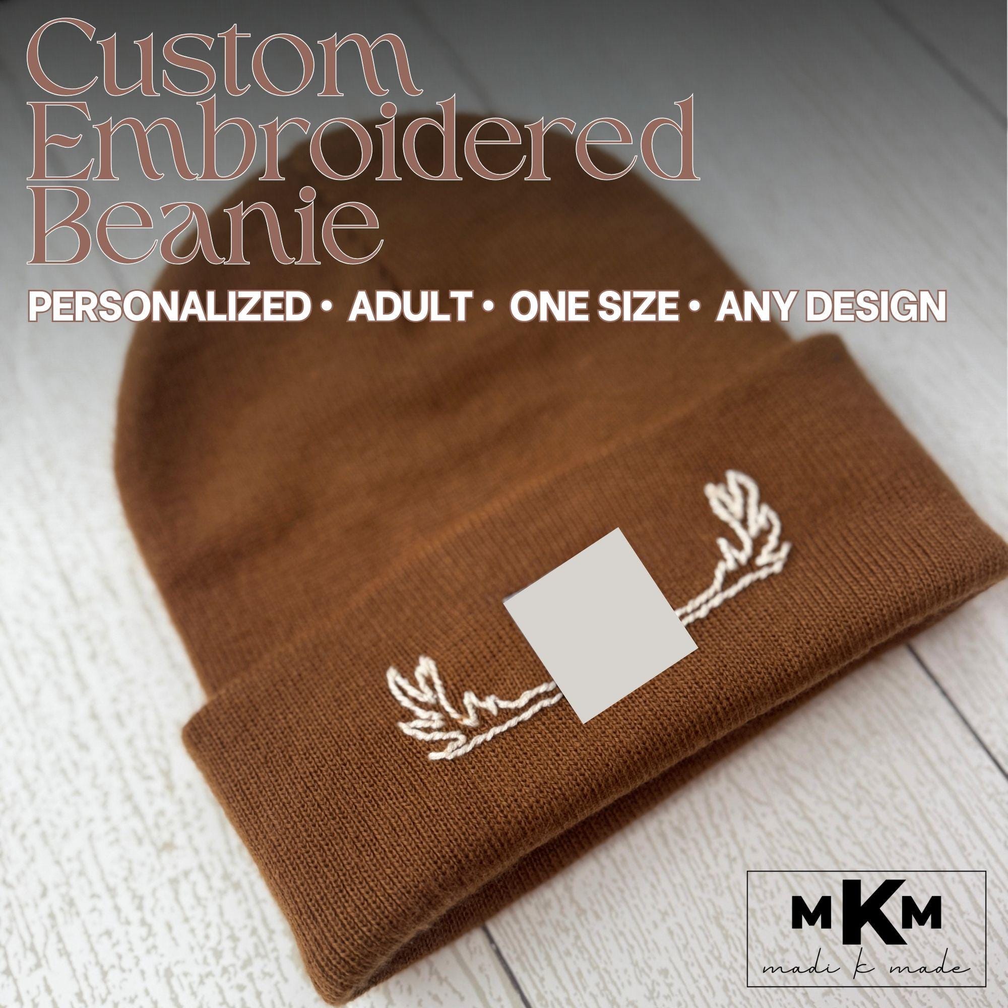 Custom Embroidered Beanie, Personalized Winter Hat, Name or Logo Hat, Adult, One Size, Knit Cuffed Beanie, Custom Designs, Gift for Him Her