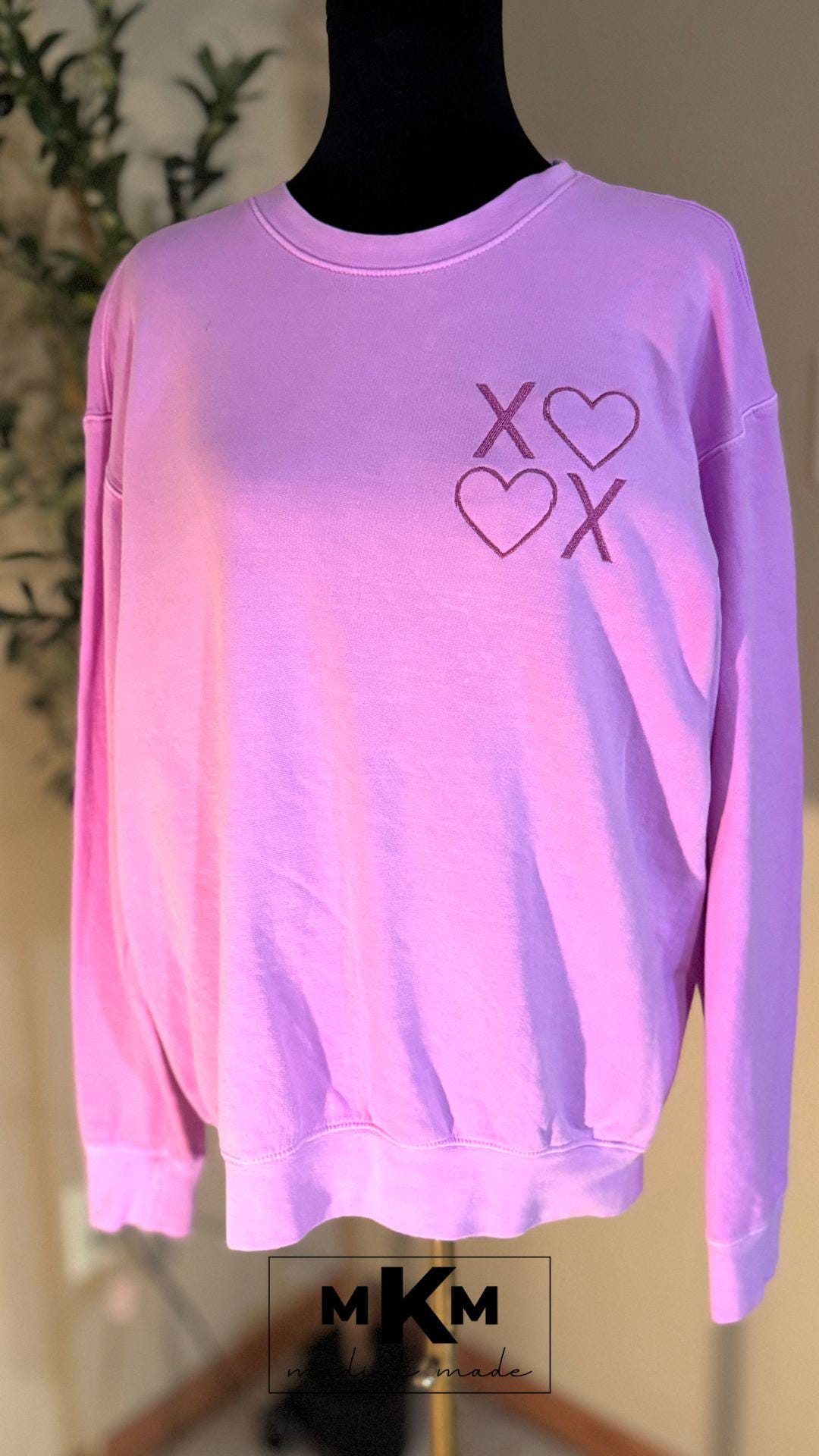 Valentine’s Day Sweatshirt | XOXO Heart Embroidered Crewneck | Cozy Pink Valentine Pullover | Women’s Valentine Gift | Madi K Made