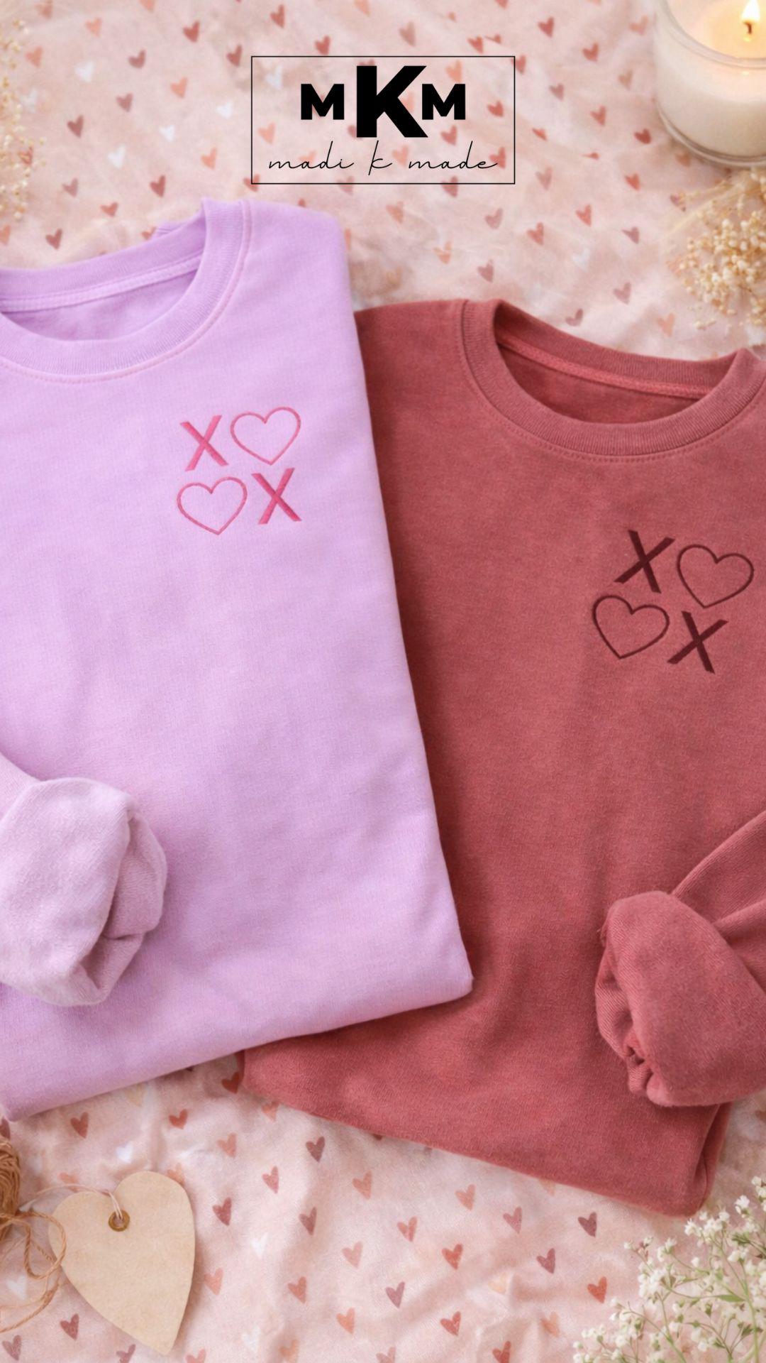Valentine’s Day Sweatshirt | XOXO Heart Embroidered Crewneck | Cozy Pink Valentine Pullover | Women’s Valentine Gift | Madi K Made