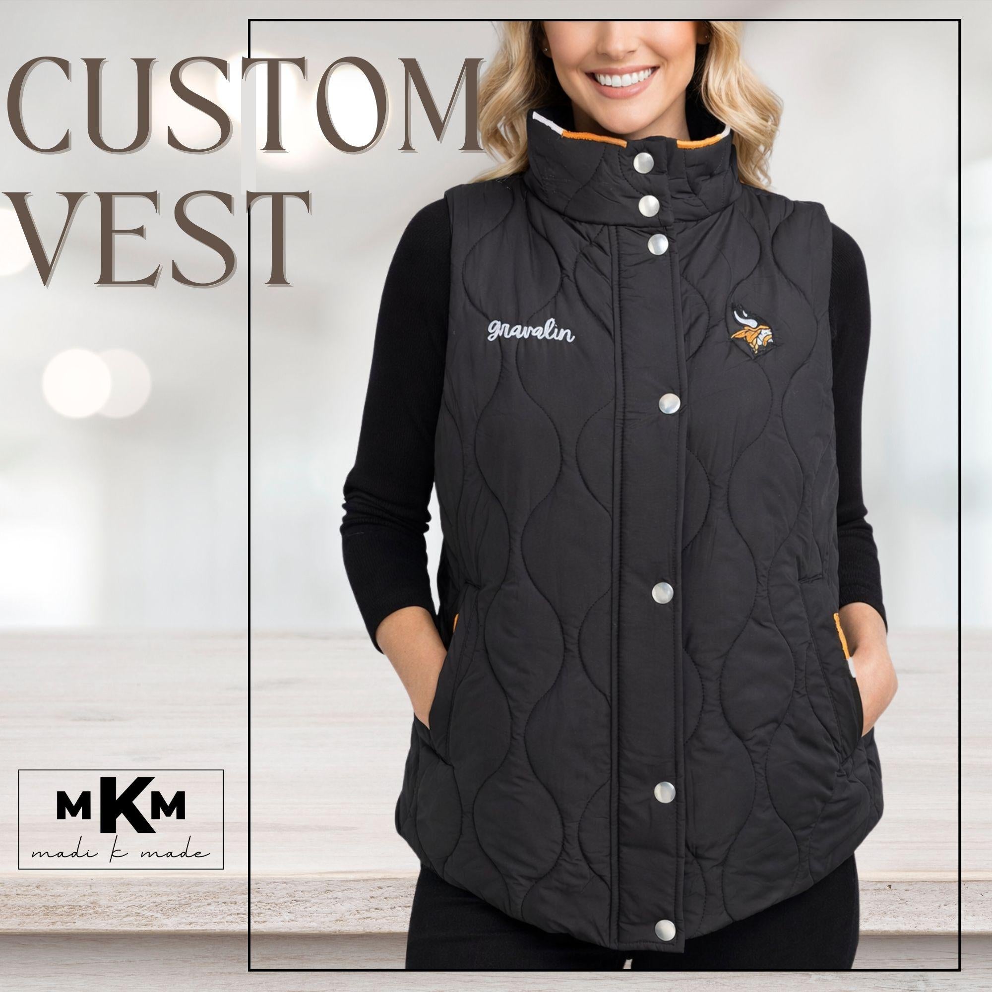 Personalized Sports Vest | Embroidered Spirit Wear | Game Day Outerwear