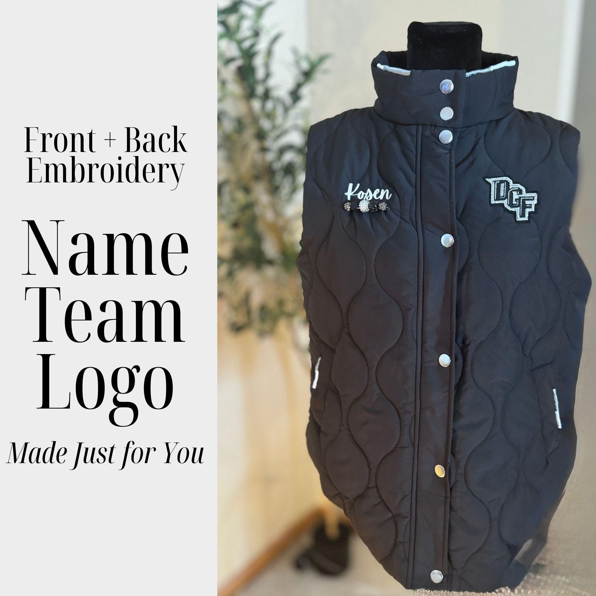Personalized Sports Vest | Embroidered Spirit Wear | Game Day Outerwear